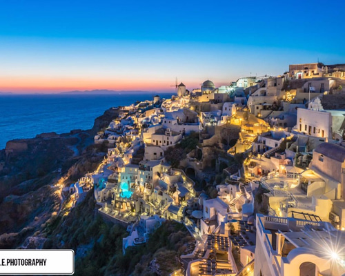 送料無料】A4版アート絶景写真「ギリシャ、サントリーニ島の