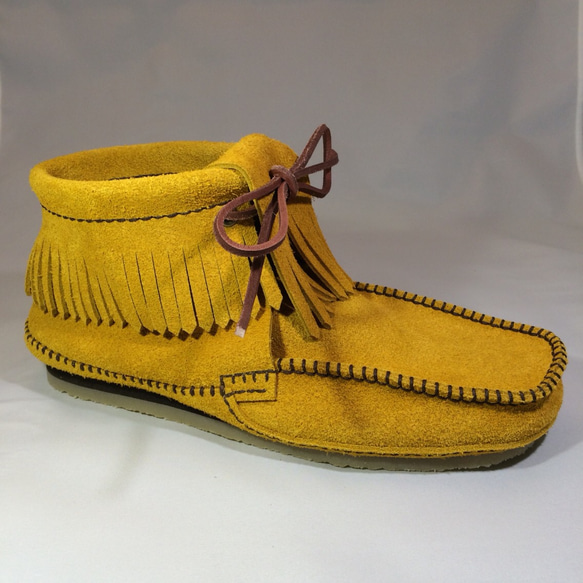 磨沙真皮高切莫卡辛鞋24厘米（HMB-MS） 第3張的照片