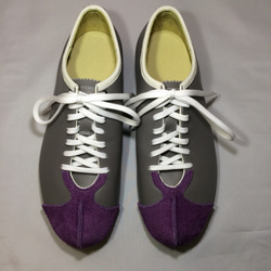 紫灰色皮革運動鞋（23.0cm） 第3張的照片