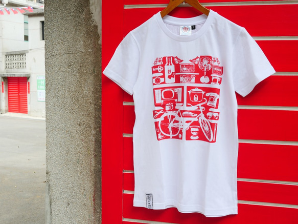 <自做自售>復古T-SHIRT-紅囍(白色) 第3張的照片