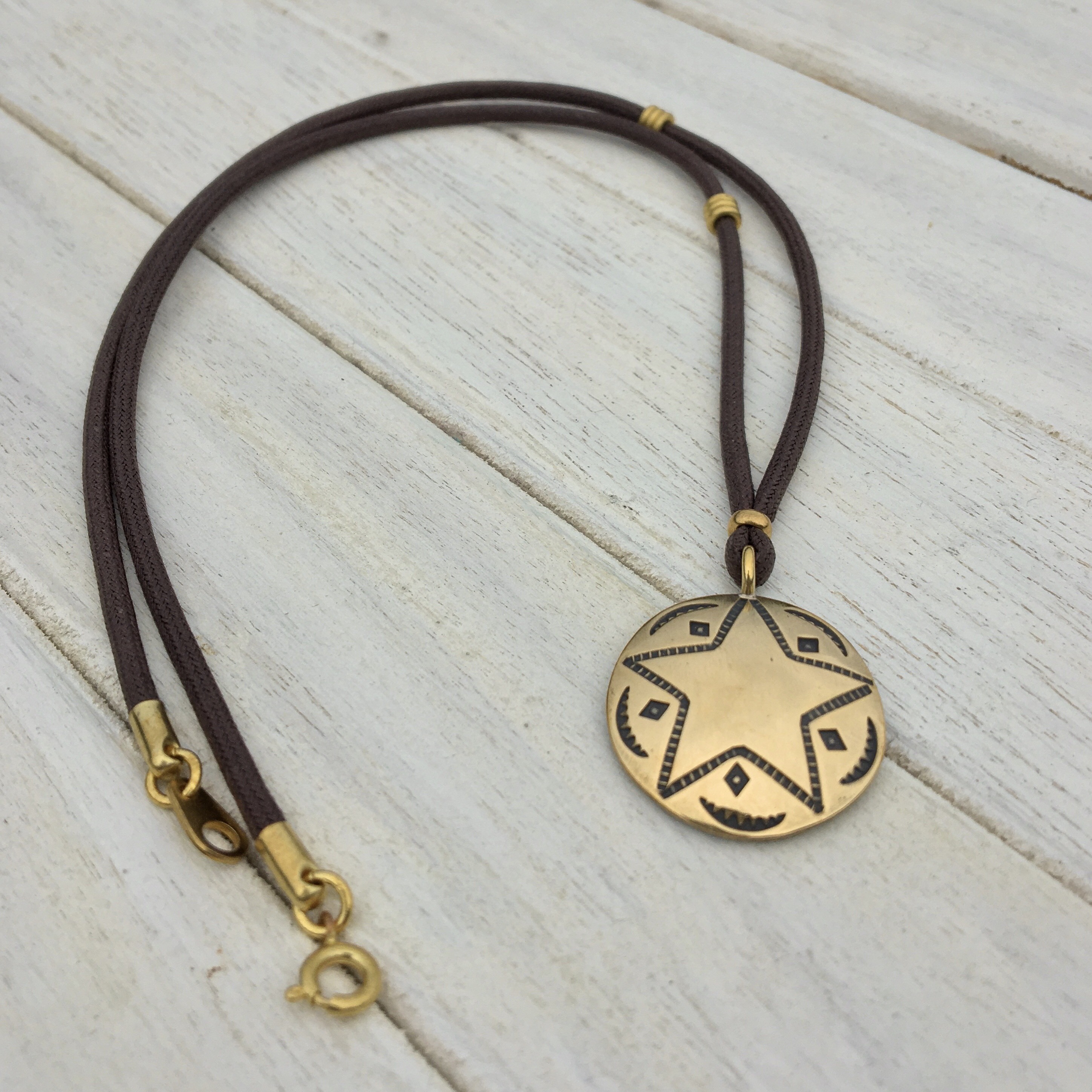 星柄真鍮コンチョ コードネックレス