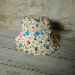 Blue Straw pattern Double-sided Buket Hat 5枚目の画像