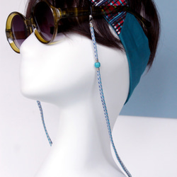青い混合糸メガネチェーンネックレスブレスレットネックレス 2枚目の画像