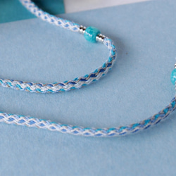 青い混合糸メガネチェーンネックレスブレスレットネックレス 4枚目の画像