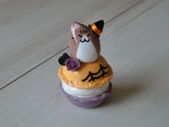 送料無料♪　ハロウィン♪マカロン＆豆ネコ♪ 1枚目の画像