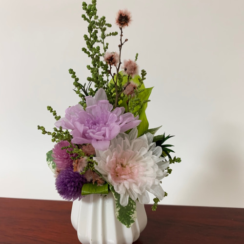 ❀専用　プリザーブドフラワー　お供え花　仏花　ことね菊　対　二基　ベルカップ ❀専用 プリザーブドフラワー お供え花 仏花 ことね菊 対 二基