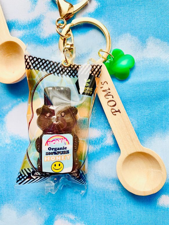 Honey Bear　Bottle & Wood spoon Bag's charm(Brown) 1枚目の画像