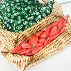 ハラペーニョ(緑)とカゴ柄のトートバッグ 4枚目の画像