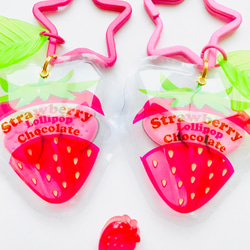 【Creema限定 早割価格】Strawberry lollipop chocolate (金具:ローズピンク) 2枚目の画像