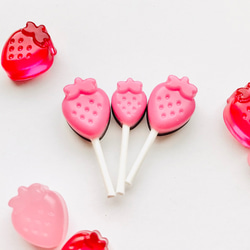 【Creema限定 早割価格】Strawberry lollipop chocolate (金具:ローズピンク) 4枚目の画像