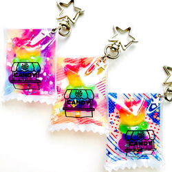 レインボーグミのショルダー　中① ハンドメイド ゆめかわカラー)レインボーベアグミパッケージキーホルダー その他