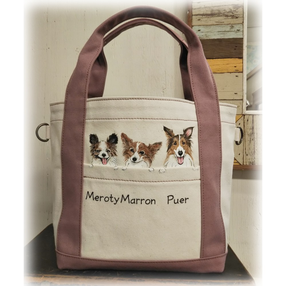 （小）３匹 ＠うちの子似顔絵散歩バッグ｜犬の散歩バッグ