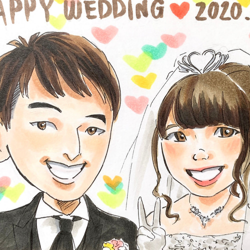 大人気♡似顔絵*ハガキサイズに2名描き 絵画 おはむ 通販