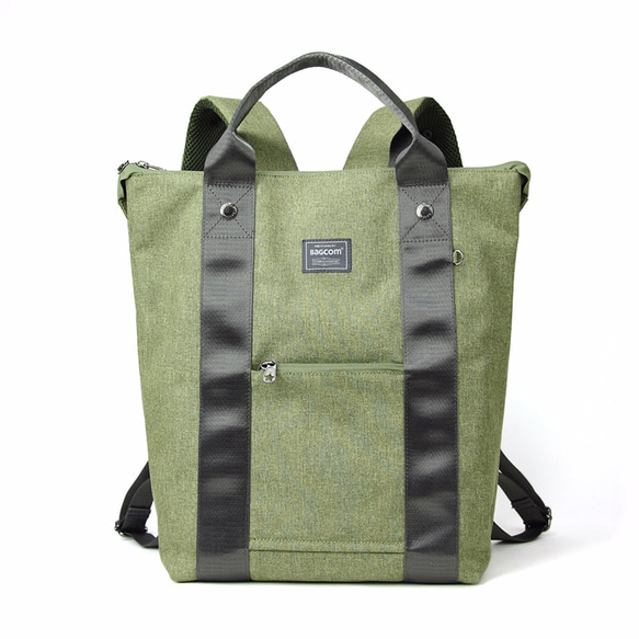 BAGCOM･[好用系列] 雙帶好用手提後背包(14’’Laptop OK)-綠色★100454-50 第6張的照片