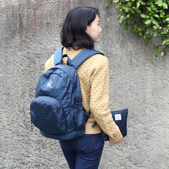 BAGCOM･Light-Fold Stars Water Stop Backpack-Blue 1枚目の画像