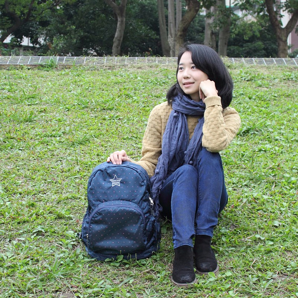 BAGCOM･Light-Fold Stars Water Stop Backpack-Blue 2枚目の画像