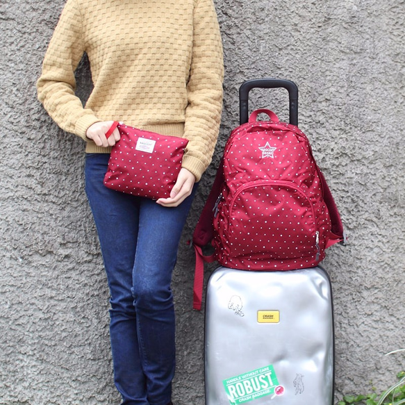 BAGCOM･Light-Fold Stars Water Stop Backpack-Red 1枚目の画像