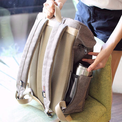 BAGCOM Ramie Double Back Backpack（14 &#39;&#39; Laptop OK）-Hemp 6枚目の画像