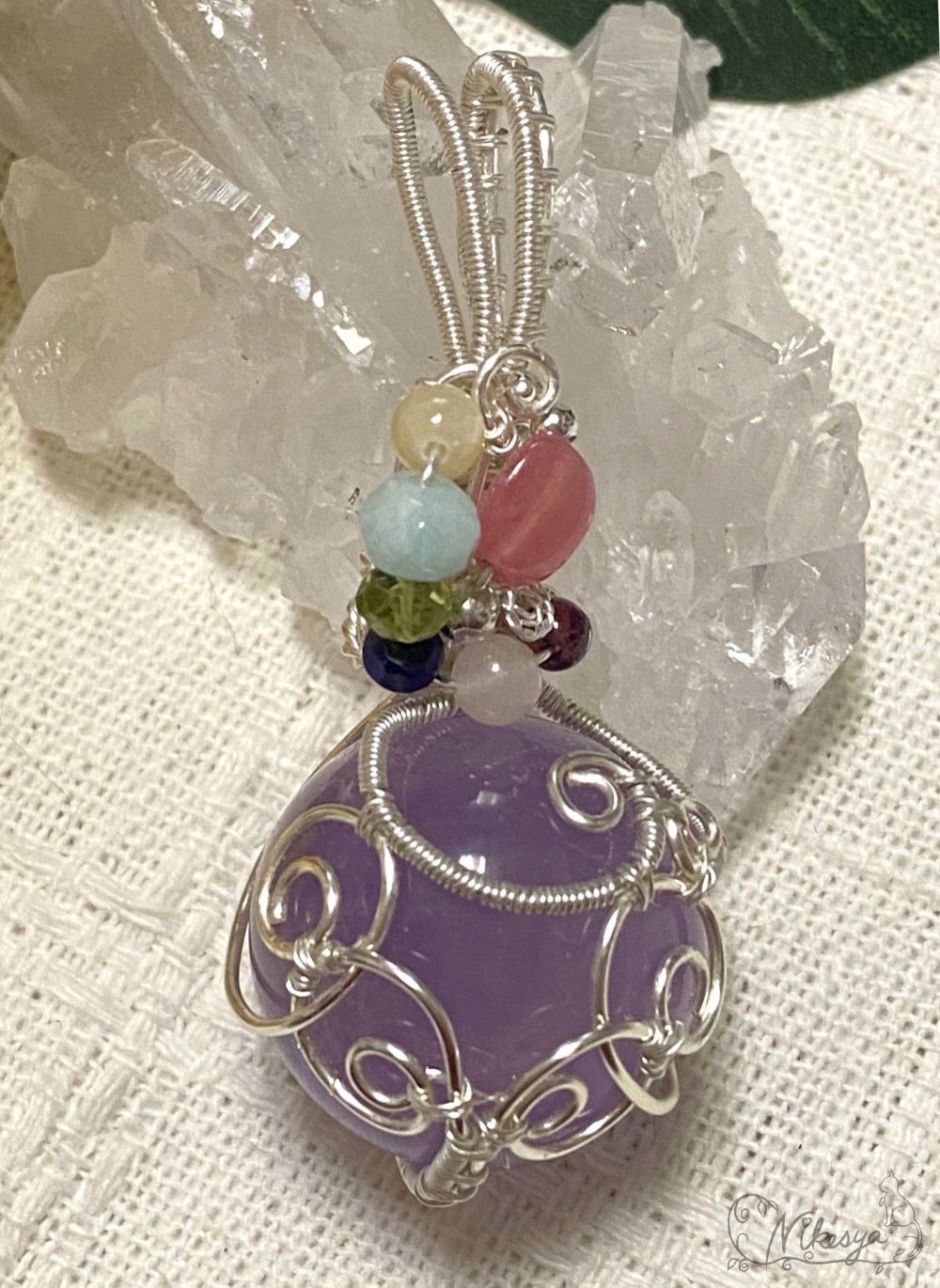 【ワイヤーアクセサリー】ピンクアメジストのスフィアペンダントトップ22A【2月誕生石】【送料無料】