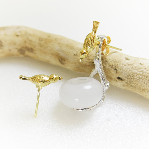 ◂READ Dazzling宝贝Baby。グッドナイト| White Jade 925 Silver Earrings 2枚目の画像