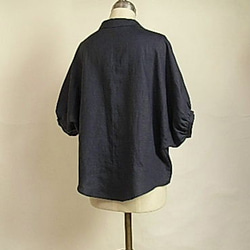 フリー（M～L～LL)　開襟シャツドルマン５分袖 /リネン 3枚目の画像