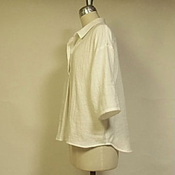 フリー（M～L)　 ショール衿　ふんわりタックの プルオーバー/Wガーゼ 3枚目の画像