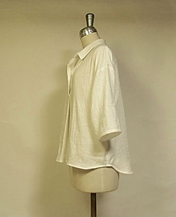 フリー（M～L)　 ショール衿　ふんわりタックの プルオーバー/Wガーゼ 3枚目の画像