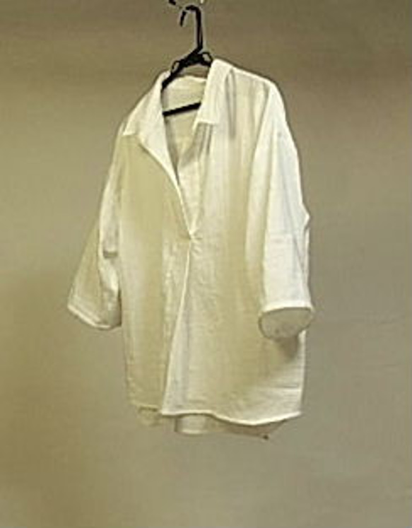 フリー（M～L)　 ショール衿　ふんわりタックの プルオーバー/Wガーゼ 4枚目の画像