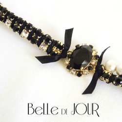 bijou × ribbon bracelet 02【black】 2枚目の画像