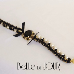 bijou × ribbon bracelet 02【black】 3枚目の画像
