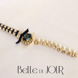 bijou × ribbon bracelet 02【navy】 3枚目の画像