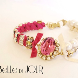 bijou × ribbon bracelet 02【rose】 1枚目の画像