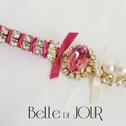 bijou × ribbon bracelet 02【rose】 2枚目の画像