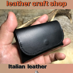 名刺入れ カードケース Italian leather black 革製品 革小物 上品 高級感 プレゼント 4枚目の画像