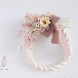 ハンドメイド　しめ縄　しめ縄リース　光触媒　可愛い　しめ飾り　アートフラワー 正月飾り リースしめ縄 お楽しみ○紅白椿しめ縄飾り○お正月飾り