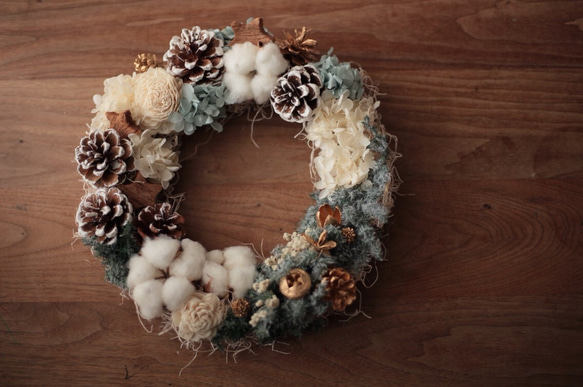 Christmas wreath〜white&blue❇︎Lサイズ 2枚目の画像
