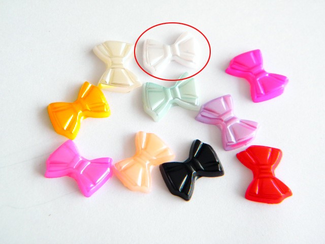 ☆パール リボン☆Z-115ホワイト 2袋（約60個） デコパーツ fraise