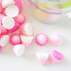 ダークチョコ芯白30、ピンク20、赤10 三角チョコホワイト】14mm YM1-1904☆2色 各色5個 計10個