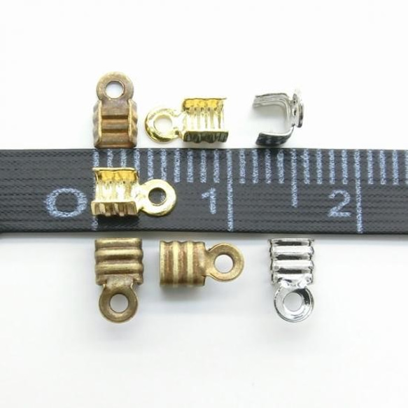 カン付（カシメパーツ）☆革用エンド3mm 3色セット　計６個 2枚目の画像