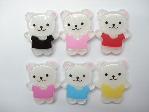 くま子☆ 透明熊 白くまXX64♪♪ 6色セット デコパーツ fraise 通販