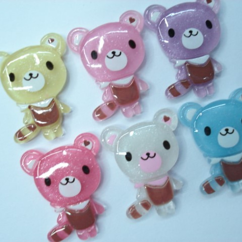 可愛い透明たぬき XX63 6色セット デコパーツ fraise 通販