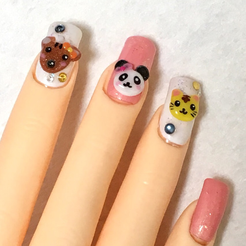 3dネイルパーツ パフェ ネイル パンダ あにまる ネイルパーツ Amazon | ネイルパーツ レトロパンクネイルアートジュエリー、3D