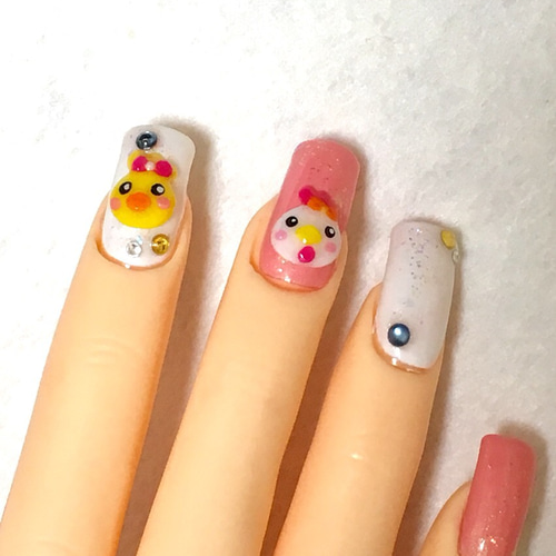 かわいいひよこさんの3Dネイルパーツ 2個ペアセット 動物