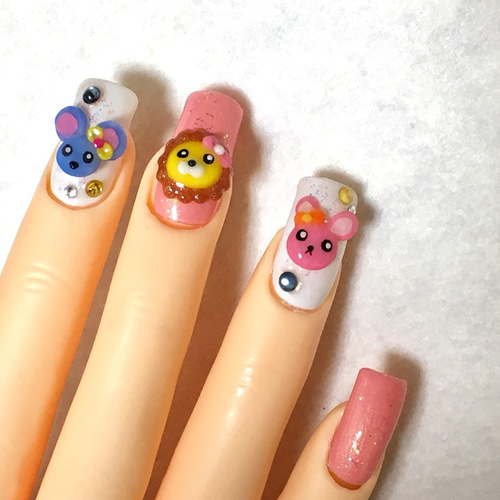 かわいいうさぎさんの3Dネイルパーツ 2個ペアセット 動物