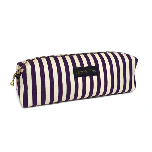 紫ストライプのキャラメルペンケース 紫 ペンケース 紫色 パープル