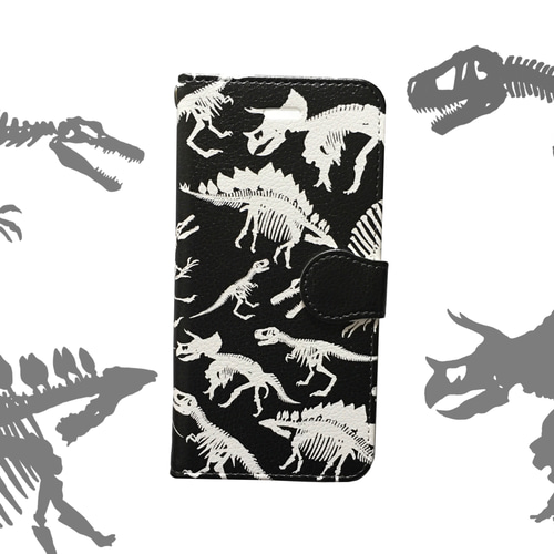 送関込【Harper & Blake】UK発!手帳型スマホケースDinosaur/恐竜 Dinosaur Line Art Phone Case (Khaki) | Harper & Blake