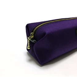 紫のシンプルなキャラメルペンケース パープル ペンケース 筆箱 ペンポーチ ストライプ 2枚目の画像