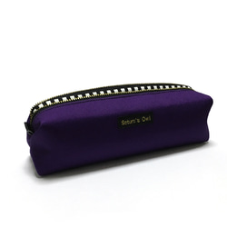 紫のシンプルなキャラメルペンケース パープル ペンケース 筆箱 ペンポーチ ストライプ 6枚目の画像