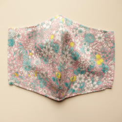 【裏地も可愛い】大人用　ポケット付き　国産　ダブルガーゼ　立体マスク　フラワープリント　小花柄　ピンク 2枚目の画像