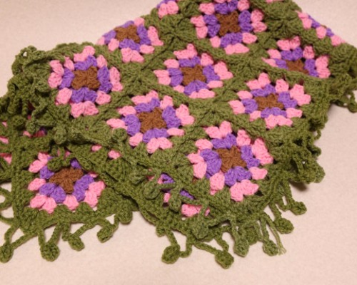 花モチーフレトロブランケット モチーフ編み】レトロ可愛いブランケット【登場】 その他インテリア